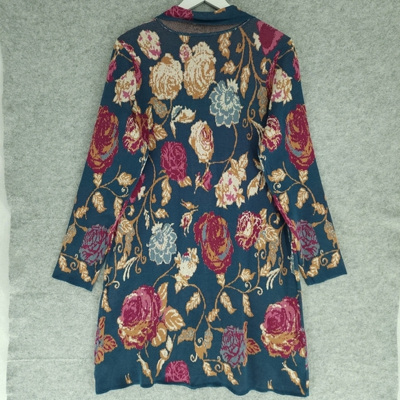 Soft Surroundings Longline Knit Cardigan In Floral Fairy Glen - Picture 5 of 10